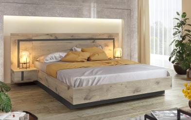 Pat dublu Omonia pentru saltea  160/200 + 2 noptiere Pat dublu 160/200 + 2 noptiere